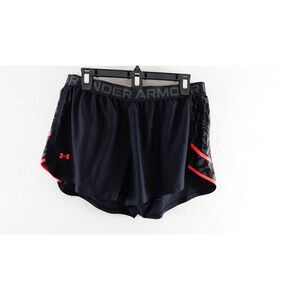 Under Armour Women's Play Up Leopard Print‎ Inset Black Shorts size xl